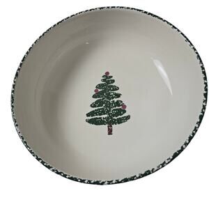 Furio Sponge Christmas Tree Salad Pasta Serving Bowl 10" Holiday Green Italy